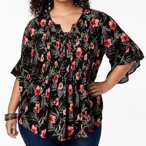 NWT Style & Co Plus Size Printed Pintucked Tunic